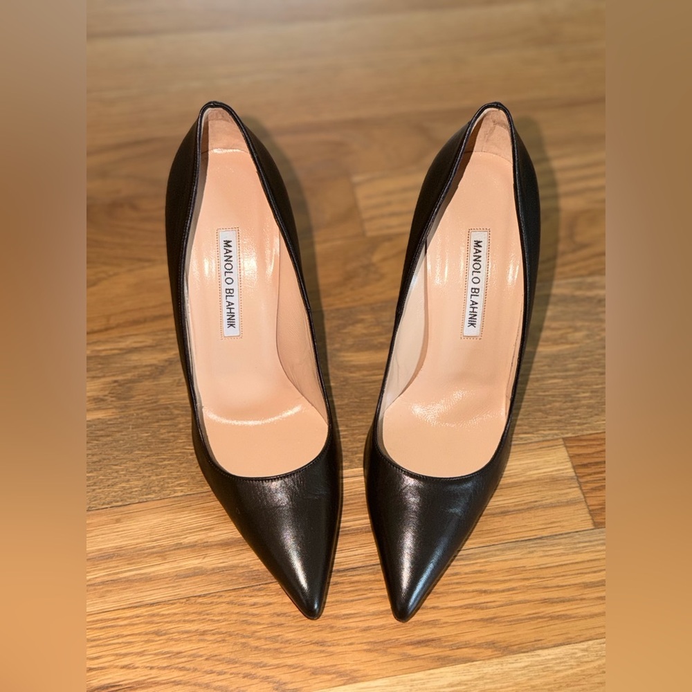 Manolo Blahnik Black Leather Heels